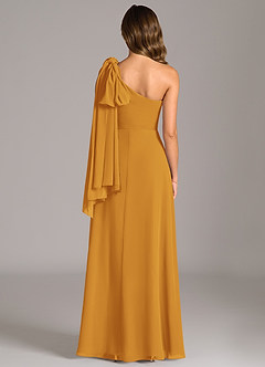 Azazie Tella Bridesmaid Dresses Butterscotch A-Line One Shoulder Chiffon Dress image7