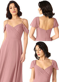 Azazie Tancie Vestidos de damas de honor Vestido de Rosa Polvorienta de Gasa de Corte en A Convertible con Vestidos sin tirantes image5