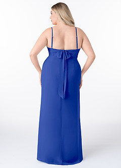 Azazie Mai Bridesmaid Dresses Royal Blue Sheath Pleated Chiffon Dress image8