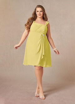 Azazie Olivia Mother of the Bride Dresses Canary A-Line Square Neckline Pleated Chiffon Dress image9
