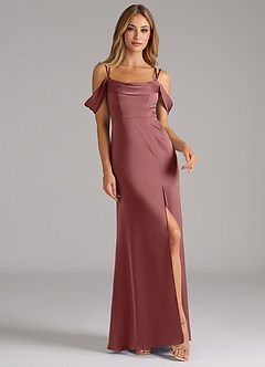 Azazie Callan Bridesmaid Dresses Amethyst A-Line Pleated Stretch Satin Convertible Dress image4