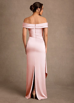 Azazie Beah 신부의 어머니 드레스 쉬스 오프 더 숄더 스트레치 새틴 플로어 길이 드레스 image3