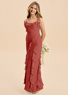 Azazie Phoebe Junior Klä av Tubklänning i Chiffong Rynkad image4