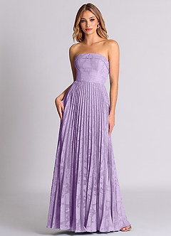 Azazie Mariana Bridesmaid Dresses Lilac A-Line Strapless Floral Burnout Convertible Dress image1