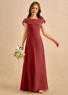 Azazie Kittie Girls Formal Flower Girl Klänningar Klä A-Line i Chiffong image6