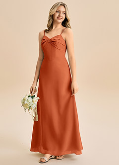 Azazie Jordyn Junior Burnt Orange A-Line Sweetheart Neckline Chiffon Dress image6
