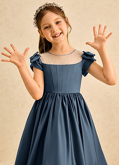 Azazie Toffee Flower Girl Klänningar Klä Balklänning i Matt satäng Rosett image6