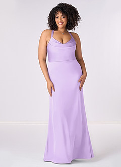 Barbie ♥ Azazie Bridesmaid Dresses Lilac Mermaid Pleated Stretch Satin Dress image6