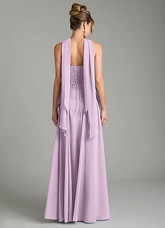 Azazie Gabriela Bridesmaid Dresses Frosted Lilac A-Line Corset Chiffon Dress image2