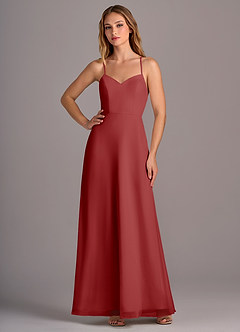 Azazie Mei Bridesmaid Dresses Rust A-Line Chiffon Dress image3