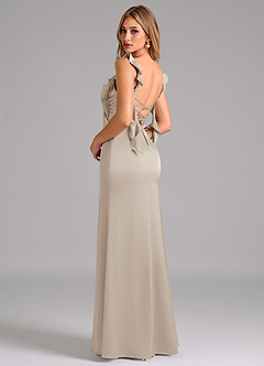 Azazie Jessamine Brautjungfernkleider A-Linie Korsett Stretch-Satin Kleid Frost image2