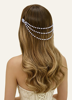 front Pearl Bridal Hair Comb with Cascading Chains