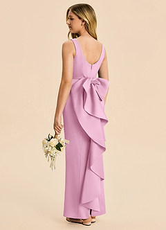 Azazie Emi Junior Candy Pink Sheath Bow Stretch Satin Dress image4