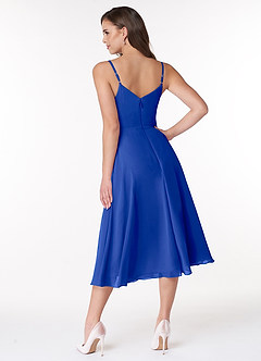 Azazie Clarissa Bridesmaid Dresses Royal Blue A-Line V-Neck Chiffon Dress image2