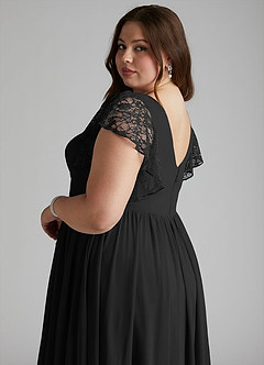 Azazie Zella Bridesmaid Dresses Black A-Line Lace Chiffon Dress image11
