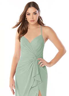 Azazie Aribella Bridesmaid Dresses Agave Sheath Ruched Chiffon Dress image5