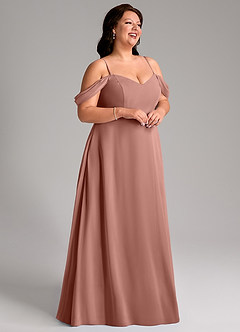 Azazie Marley Bridesmaid Dresses Cedar Rose A-Line Off the Shoulder Chiffon Convertible Dress image15