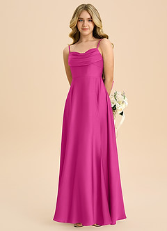 Azazie Bear Junior Fuchsia A-Line Sweetheart Neckline Stretch Satin Dress image6