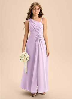 Azazie Brooke Junior Frosted Lilac A-Line Side Slit Chiffon Dress image1