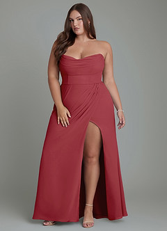 Azazie Johana Bridesmaid Dresses Pomegranate Mermaid Off the Shoulder Chiffon Convertible Dress image16