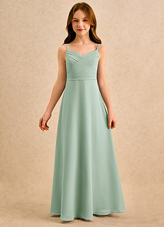 Azazie Hollie Girls Formal vestidos de niña de las flores Vestido de Agave de Gasa de Corte en A con Escote de Corazón image3