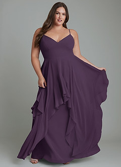 Azazie Zaina Bridesmaid Dresses Plum A-Line Chiffon Dress image9