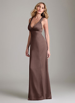 Azazie Cemion Bridesmaid Dresses Ganache A-Line Stretch Satin Dress image5