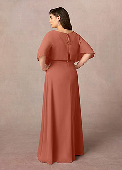 Azazie Oksana Vestidos para mãe da noiva Vestido Argila de Chiffon de Linha A com Plissado image9