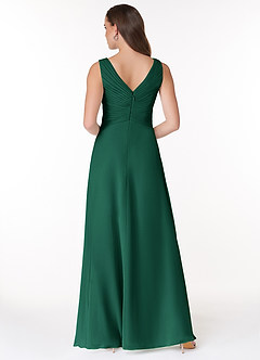 Azazie Flora Bridesmaid Dresses Emerald A-Line Pleated Chiffon Dress image2
