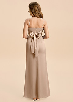 Azazie Minnie Junior Robe Fourreau en Satin extensible Rayé Taupe image2