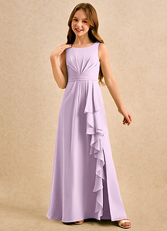 Azazie Chibi Girls Formal Flower Girl Dresses Frosted Lilac A-Line Pleated Chiffon Dress image4