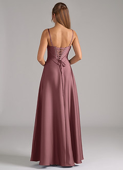 Azazie Valentine Bridesmaid Dresses Vintage Mauve A-Line Corset Stretch Satin Dress image5
