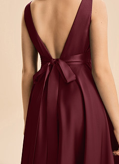 Azazie Gabby Junior Linia A Pofałdowany Satyna elastyczna Długość podłogi Młodsza druhna Sukienka image2