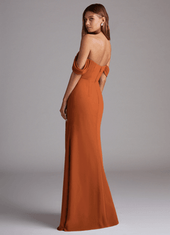 Azazie Saige Bridesmaid Dresses Cinnamon A-Line Off the Shoulder Chiffon Convertible Dress image8