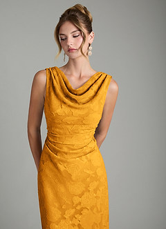 Azazie Kieryn Bridesmaid Dresses Butterscotch Mermaid Pleated Floral Burnout Dress image11