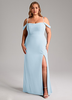 Azazie Saige Bridesmaid Dresses Sky Blue A-Line Off the Shoulder Chiffon Convertible Dress image15