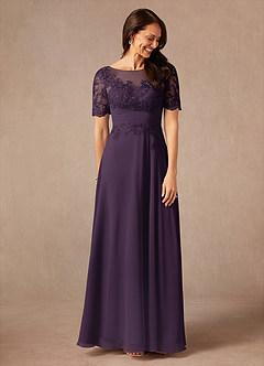 Azazie Raissa Abiti per la Madre della Sposa Abito A-Line in Chiffon Pizzo Prugna image7