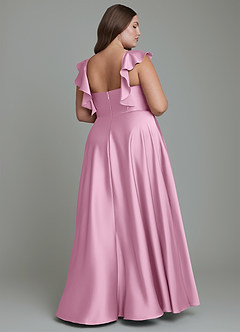 Azazie Leilani Bridesmaid Dresses Candy Pink A-Line Ruched Stretch Satin Dress image2