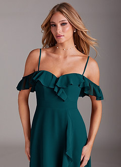 Azazie Lyra Bridesmaid Dresses Pine A-Line Chiffon Convertible Dress image2