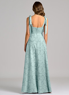 Azazie Debra 신부 들러리 드레스 A라인 포켓이 있는 플로럴 번아웃 바닥 길이 드레스 image6