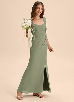 Azazie Jessamine Junior Pistachio Mermaid Sweetheart Neckline Chiffon Dress image4