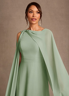 Azazie Liddie Mère de la mariée Robes Robe Trapèze en Mousseline de soie Plissée Vert Sauge image5