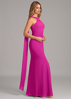 Azazie Kinsley Bridesmaid Dresses Fuchsia Mermaid Pleated Chiffon Dress image6