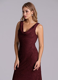 Azazie Rylina Final Sale Cabernet Mermaid Floral Burnout Dress image6
