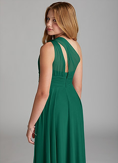 Azazie Charlize Junior Emerald A-Line Mesh Dress image5