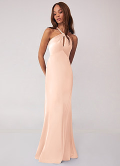 Barbie ♥ Azazie Bridesmaid Dresses English Rose Sheath Stretch Satin Dress image4