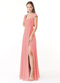 Azazie Hainsly Brautjungfernkleider A-Linie Herzausschnitt Chiffon Kleid Koralle image3