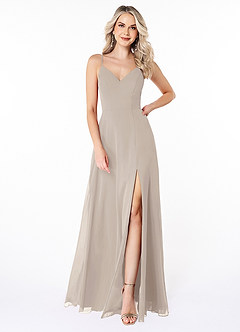 Azazie Lena Bridesmaid Dresses Frost A-Line Lace Chiffon Dress image1