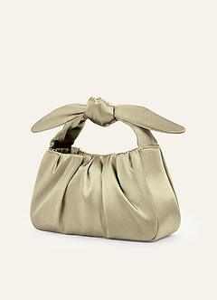 front Matchande färg Metallic Satin Knotted Handväska