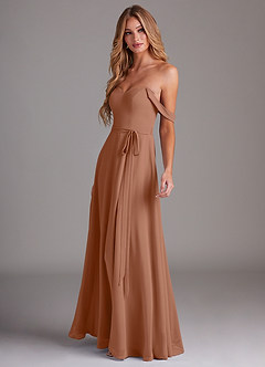 Azazie Aaron Final Sale Blushing Pink A-Line Off the Shoulder Chiffon Convertible Dress image5